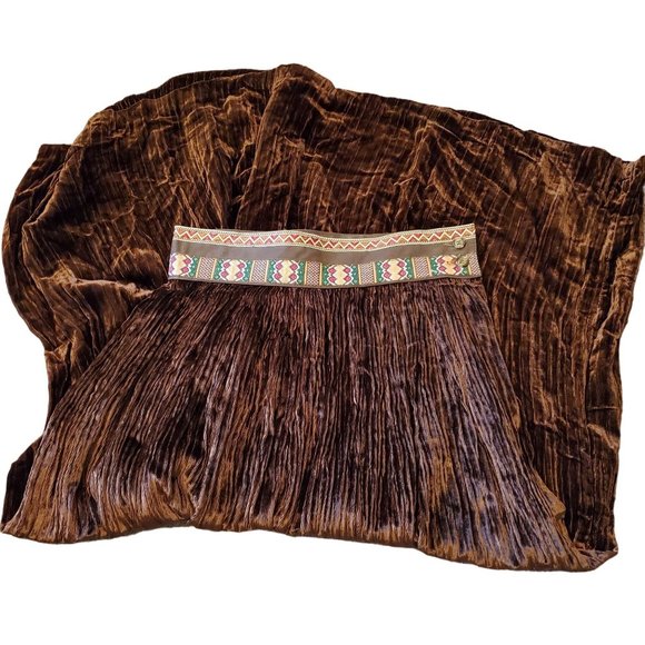 Ventilo‎ 8 10 Brown Maxi Skirt Modest La Colline Rayon Made in France Velvet - Picture 3 of 5